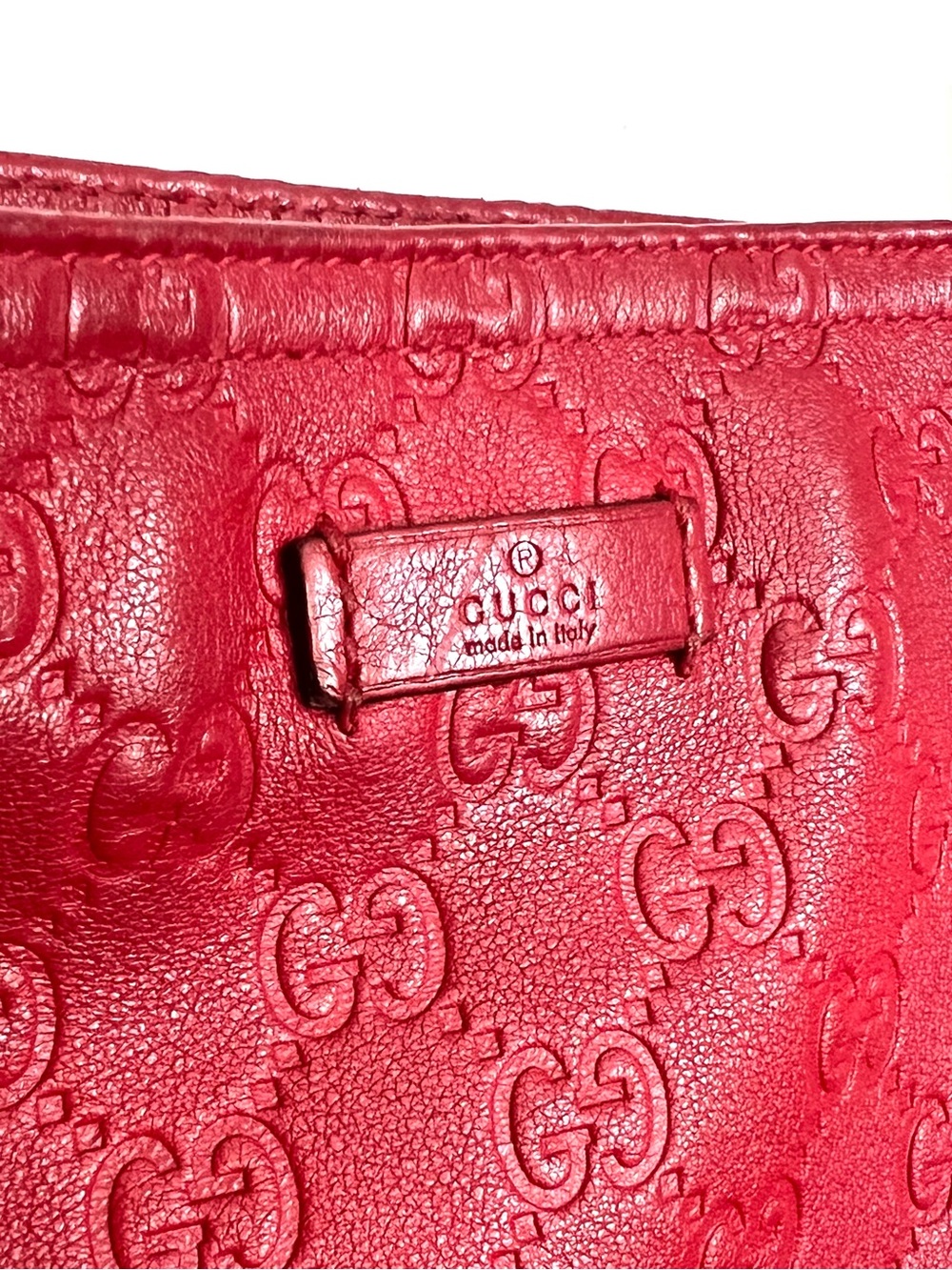 Gucci Guccissima Red Leather GG Logo Large Crossbody Slim Messenger Bag - Picture 3 of 10